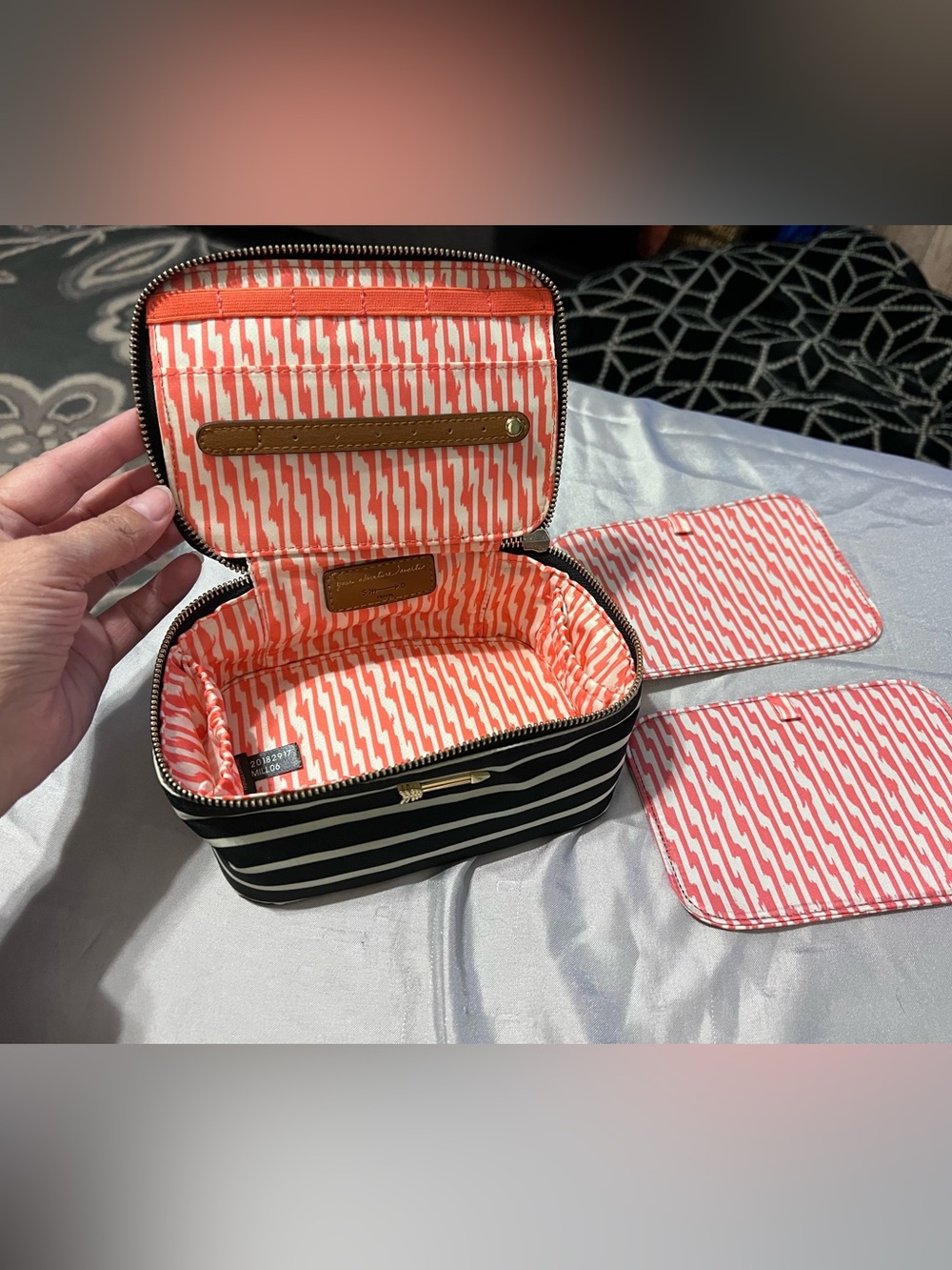 Milly Striped Travel Jewelry Case Organizer Gold Arrow